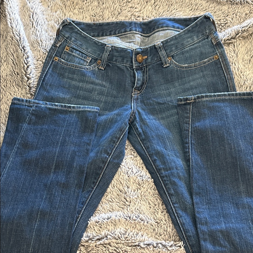 Express Women's Straight Leg Jeans in Blue Denim